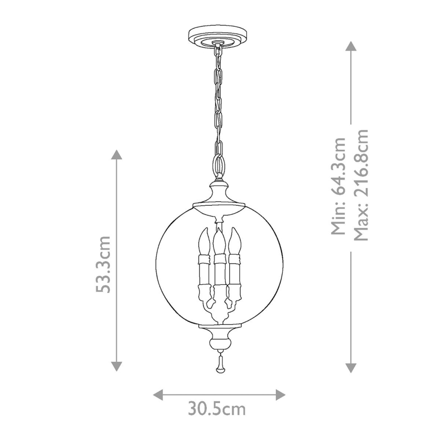 Elstead FE-ARGENTO-P - Lestenec na verigi ARGENTO 3xE14/60W/230V
