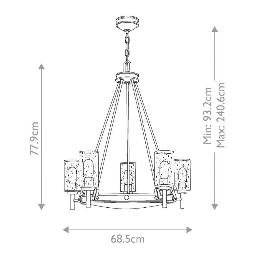 Elstead HK-COLLIER5 - Lestenec na verigi COLLIER 5xE27/100W/230V