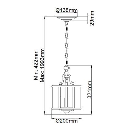 Elstead HK-GENTRY-P-S-PW - Lestenec na verigi GENTRY 3xE14/60W/230V
