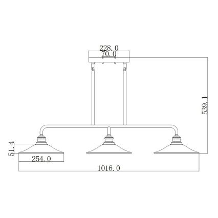 Elstead HK-RIGBY-ISLE-KZ - Lestenec na drogu RIGBY 3xE27/60W/230V