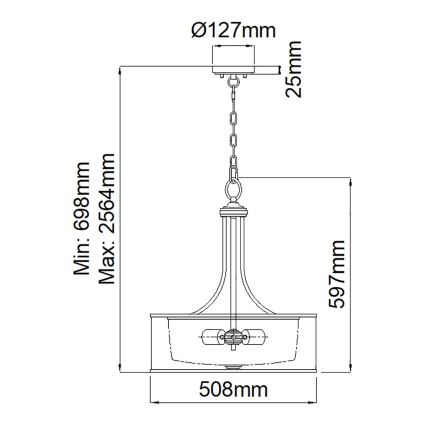 Elstead KL-LACEY-P-L-MB - Lestenec na verigi LACEY 4xE27/60W/230V