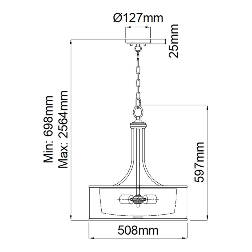Elstead KL-LACEY-P-L-MB - Lestenec na verigi LACEY 4xE27/60W/230V