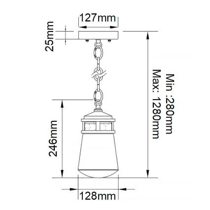Elstead KL-LYNDON8-S-AZ - Zunanji lestenec LYNDON 1xE27/75W/230V IP44 antracit
