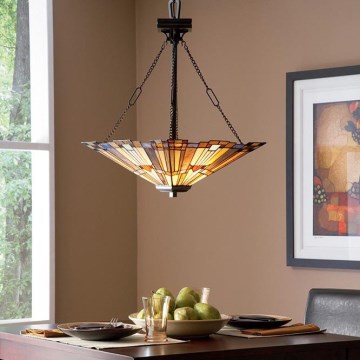 Elstead - Lestenec na verigi Tiffany INGLENOOK 3xE27/100W/230V