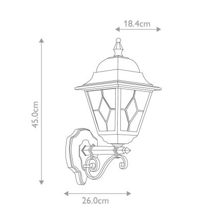 Elstead NR1-BLK - Zunanja stenska luč NORFOLK 1xE27/100W/230V IP43