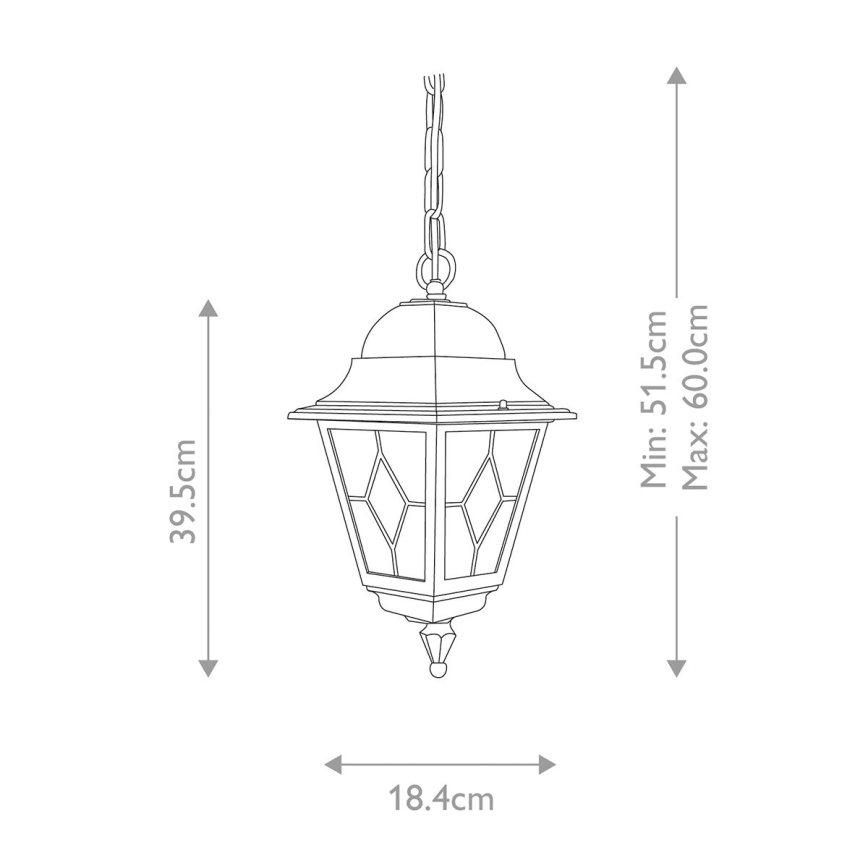 Elstead NR9-BLK - Zunanji lestenec NORFOLK 1xE27/100W/230V IP43