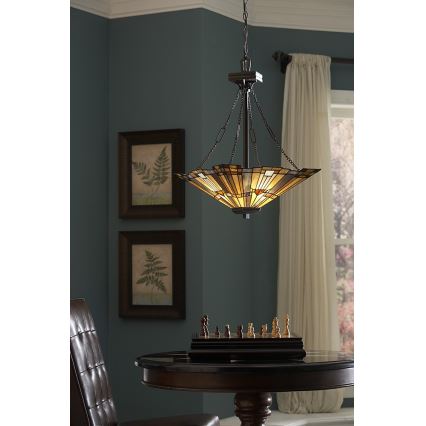 Elstead - Lestenec na verigi Tiffany INGLENOOK 3xE27/100W/230V