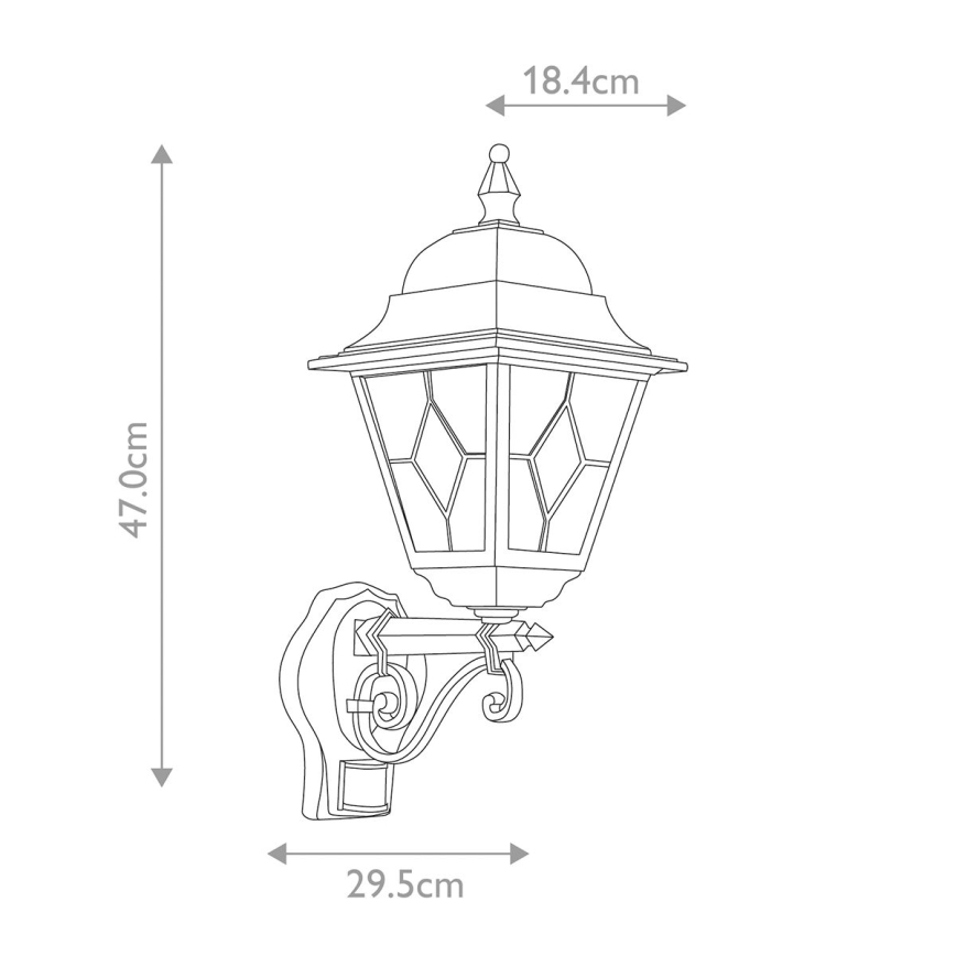 Elstead - Zunanja stenska svetilka s senzorjem NORFOLK 1xE27/100W/230V IP43