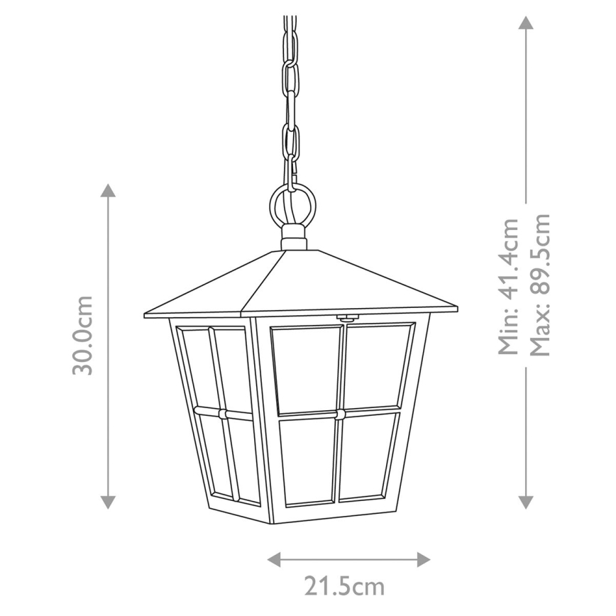 Elstead - Zunanji lestenec na verigi CANTERBURY 1xE27/100W/230V IP43 črna
