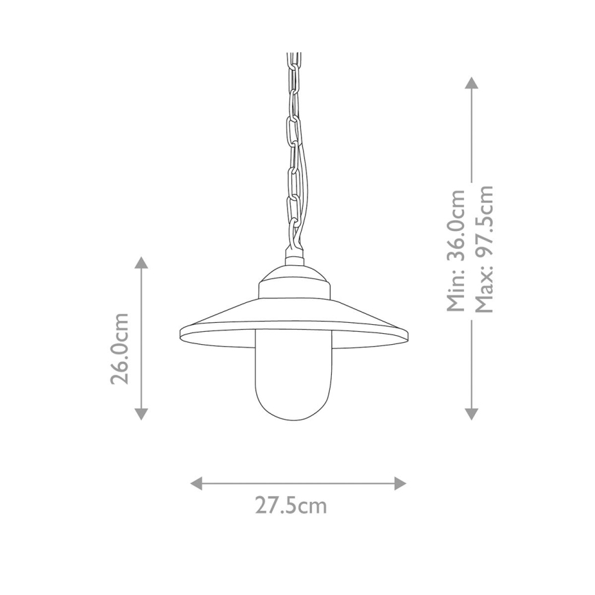 Elstead - Zunanji lestenec na verigi KLAMPENBORG 1xE27/60W/230V IP44