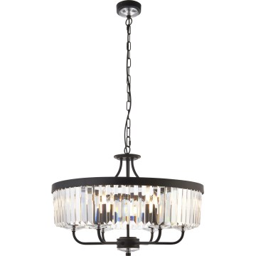 Endon 100711 - Lestenec na verigi CHESTERFIELD 6xE14/6W/230V premer 55 cm črna