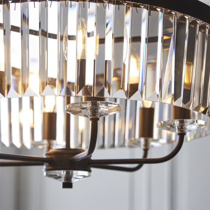 Endon 100711 - Lestenec na verigi CHESTERFIELD 6xE14/6W/230V premer 55 cm črna