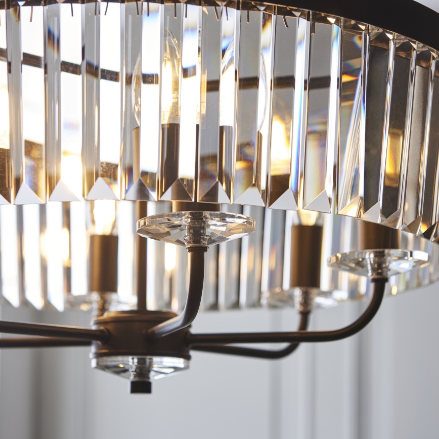 Endon 100711 - Lestenec na verigi CHESTERFIELD 6xE14/6W/230V premer 55 cm črna