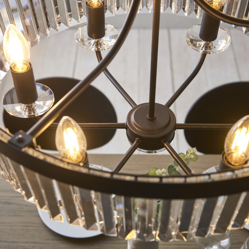 Endon 100711 - Lestenec na verigi CHESTERFIELD 6xE14/6W/230V premer 55 cm črna