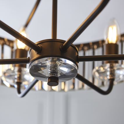 Endon 100711 - Lestenec na verigi CHESTERFIELD 6xE14/6W/230V premer 55 cm črna