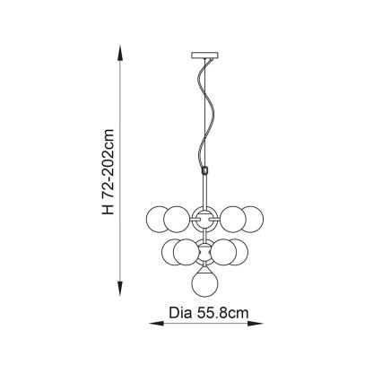 Endon 101147 - Viseči lestenec OSCAR na kablu 11xG9/18W/230V črna/dimna