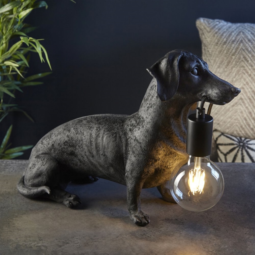 Endon 101188 - Namizna svetilka DACHSHUND 1xE27/10W/230V črna