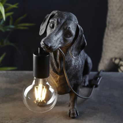 Endon 101188 - Namizna svetilka DACHSHUND 1xE27/10W/230V črna