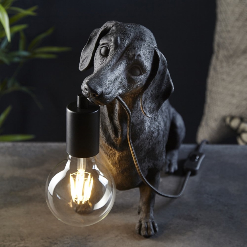 Endon 101188 - Namizna svetilka DACHSHUND 1xE27/10W/230V črna