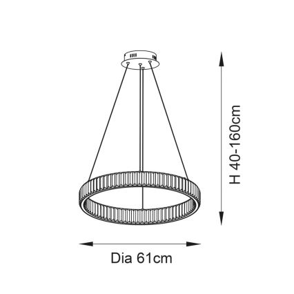 Endon 102255 - Zatemnljiv LED lestenec na jeklenem lanku LAGUNA LED/36W/230V, sijajni krom