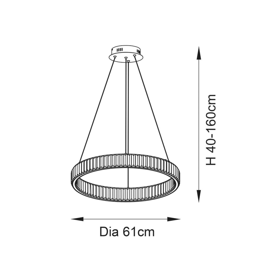 Endon 102255 - Zatemnljiv LED lestenec na jeklenem lanku LAGUNA LED/36W/230V, sijajni krom