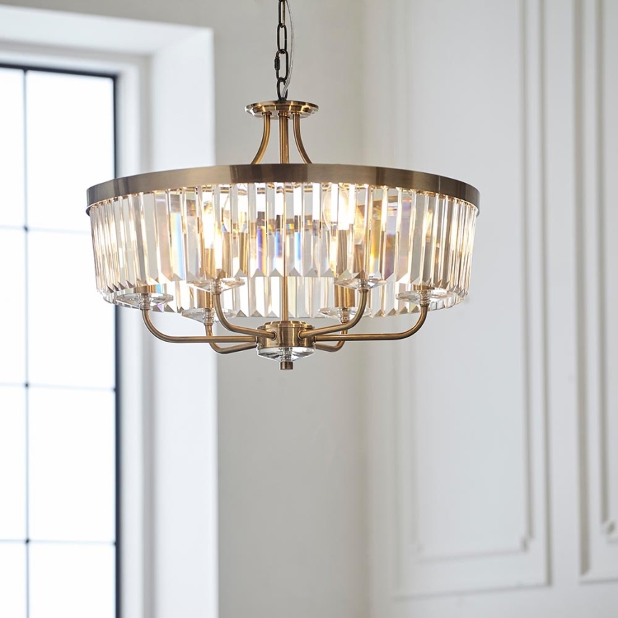 Endon 102505 - Lestenec na verigi, 6xE14/6W/230V, premer 55 cm, iz medenine