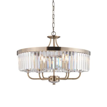 Endon 102505 - Lestenec na verigi, 6xE14/6W/230V, premer 55 cm, iz medenine