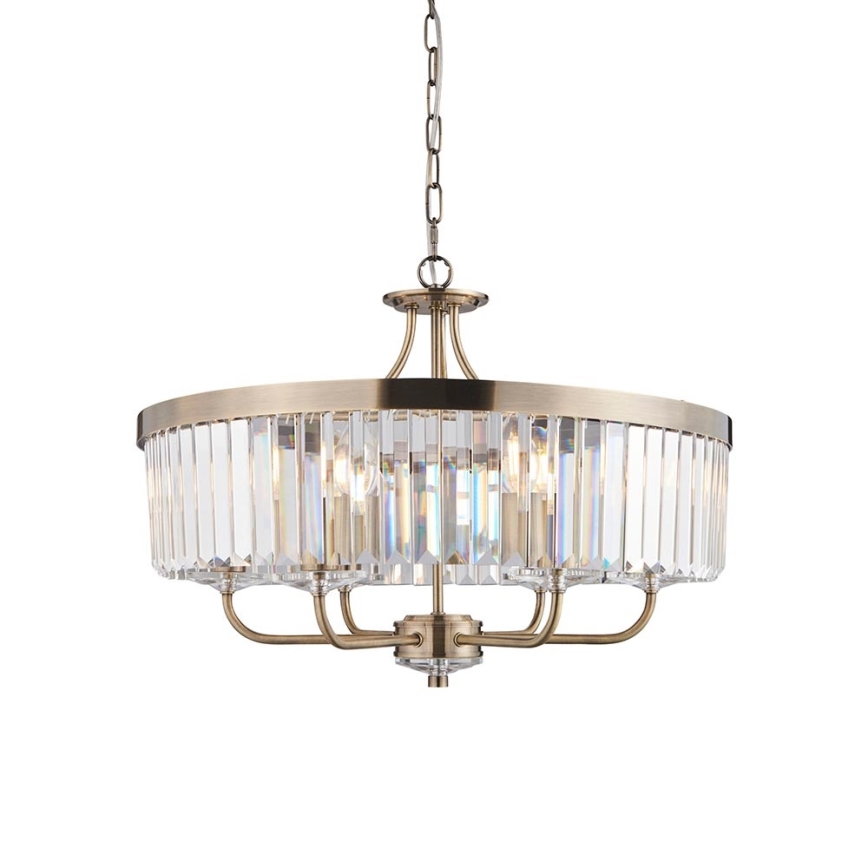 Endon 102505 - Lestenec na verigi, 6xE14/6W/230V, premer 55 cm, iz medenine
