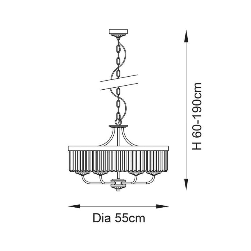 Endon 102505 - Lestenec na verigi, 6xE14/6W/230V, premer 55 cm, iz medenine