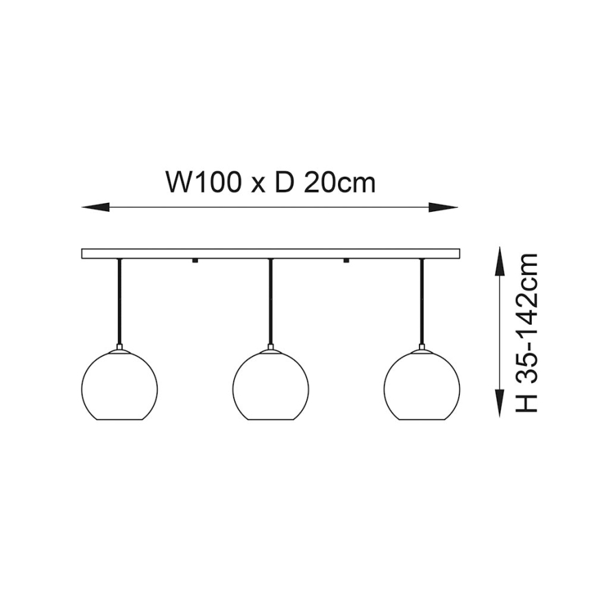 Endon 102929 - Lestenec na vrvici BOLI 3xE27/10W/230V črna/dimna rjava