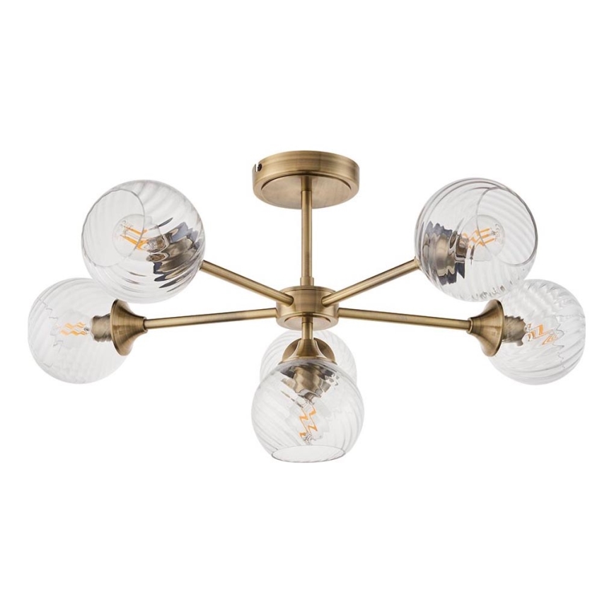 Endon 103171 - Lestenec na drogu ALLEGRA 6xE14/7W/230V medenina/prozorna