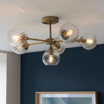 Endon 103171 - Lestenec na drogu ALLEGRA 6xE14/7W/230V medenina/prozorna