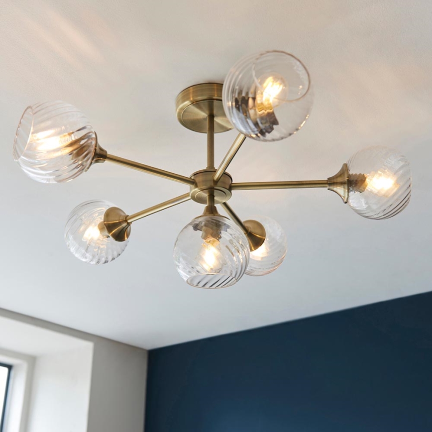 Endon 103171 - Lestenec na drogu ALLEGRA 6xE14/7W/230V medenina/prozorna