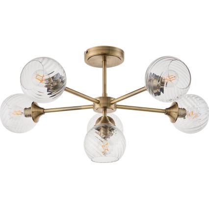 Endon 103171 - Lestenec na drogu ALLEGRA 6xE14/7W/230V medenina/prozorna