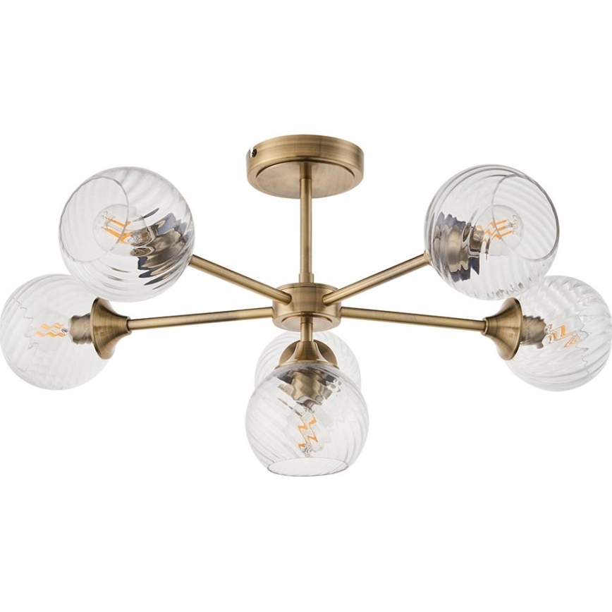Endon 103171 - Lestenec na drogu ALLEGRA 6xE14/7W/230V medenina/prozorna