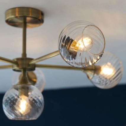 Endon 103171 - Lestenec na drogu ALLEGRA 6xE14/7W/230V medenina/prozorna