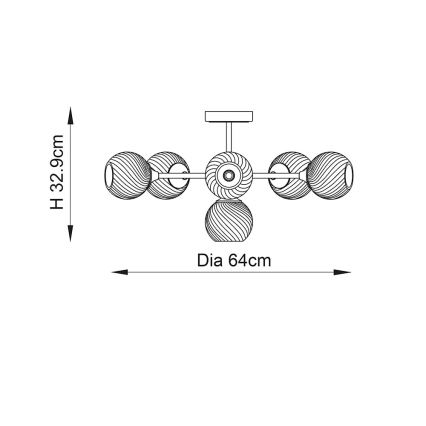 Endon 103171 - Lestenec na drogu ALLEGRA 6xE14/7W/230V medenina/prozorna