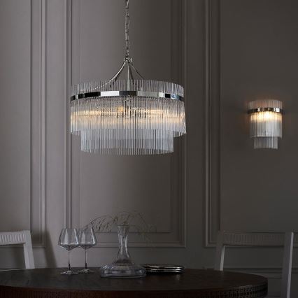 Endon 104112 - Lestenec na verigi MARIETTA 5xE14/7W/230V sijajni krom/prozorno steklo