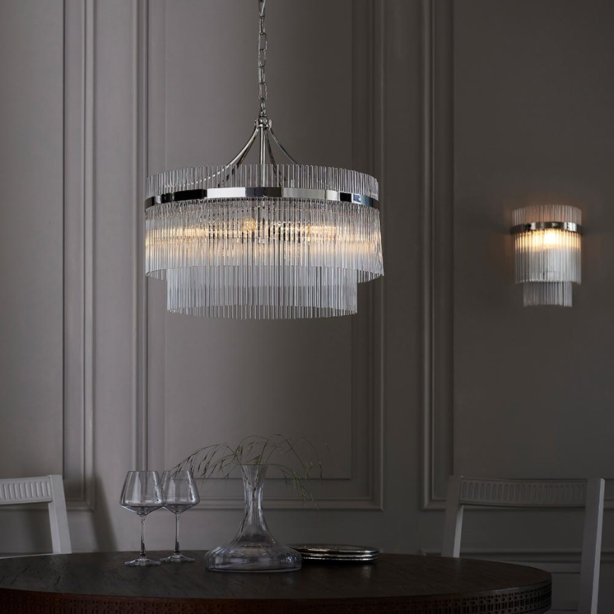 Endon 104112 - Lestenec na verigi MARIETTA 5xE14/7W/230V sijajni krom/prozorno steklo