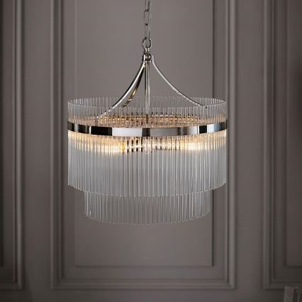 Endon 104112 - Lestenec na verigi MARIETTA 5xE14/7W/230V sijajni krom/prozorno steklo