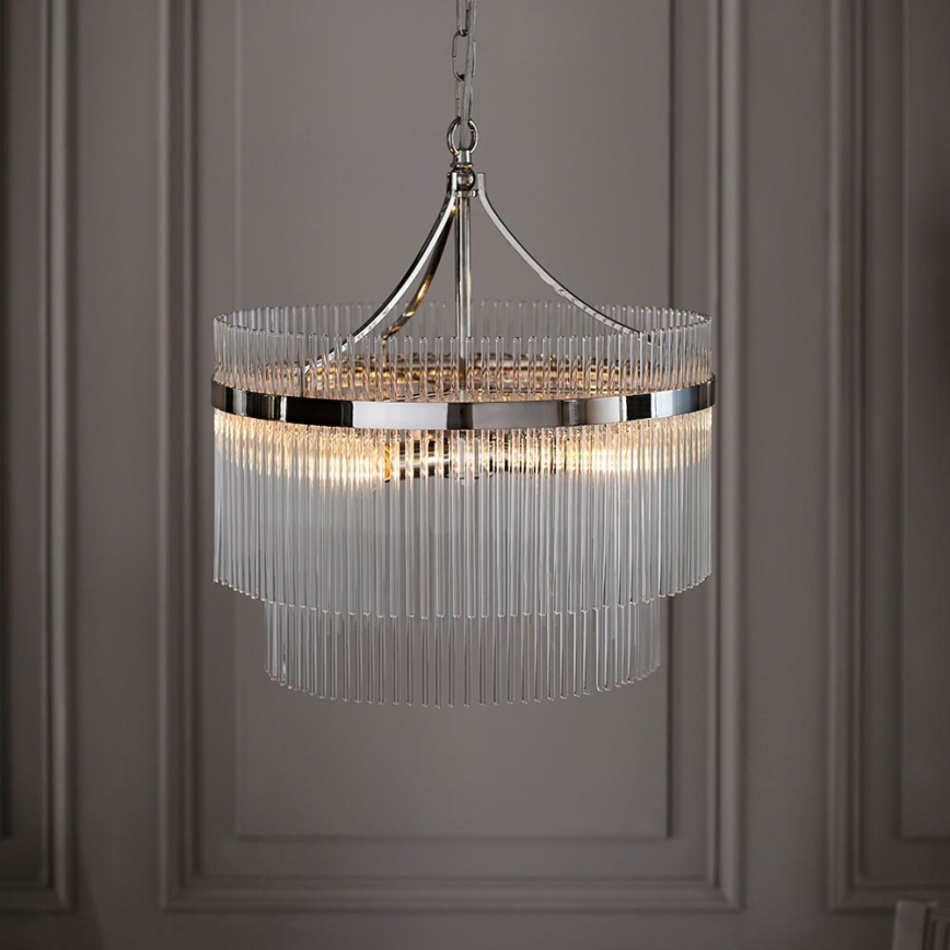 Endon 104112 - Lestenec na verigi MARIETTA 5xE14/7W/230V sijajni krom/prozorno steklo