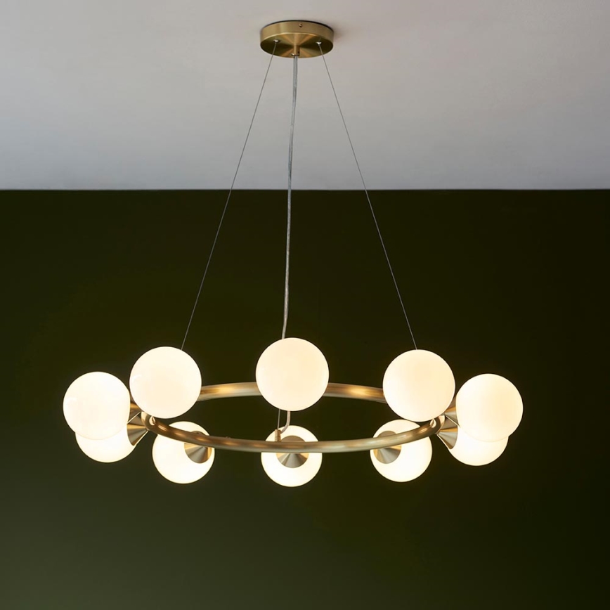 Endon 106008 - Lestenec OTIS na kablu 10×G9/3W/230V, zlata