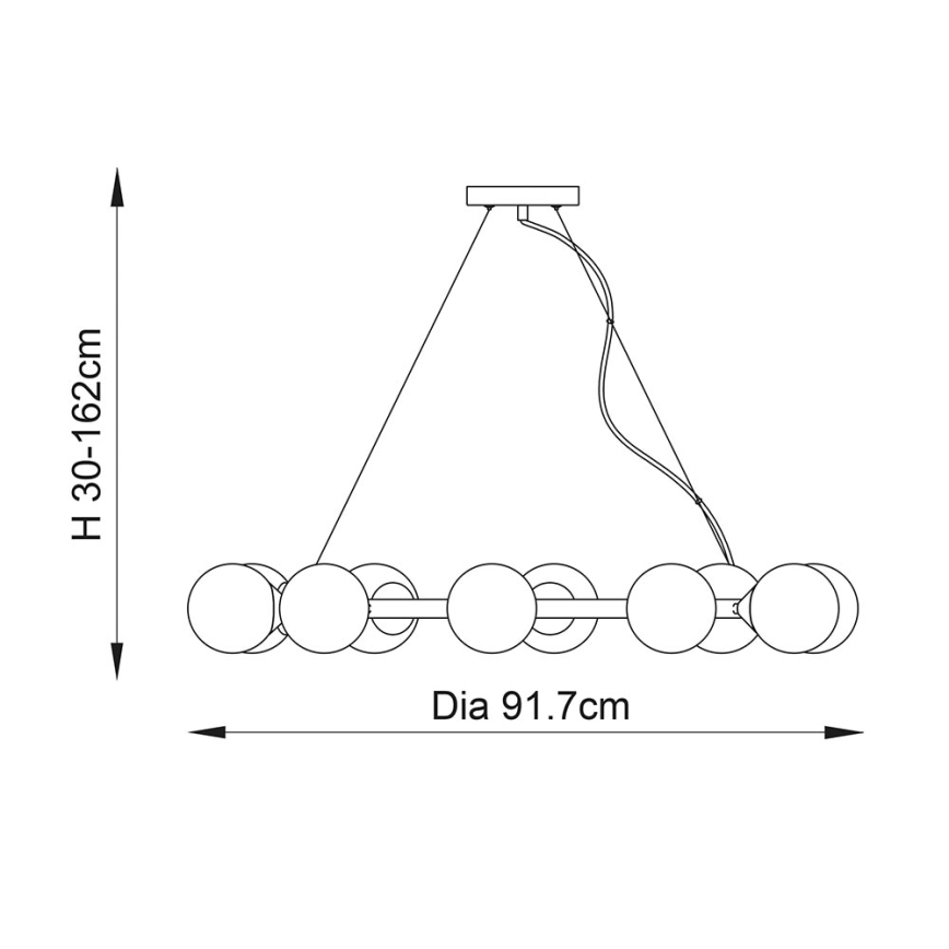 Endon 106008 - Lestenec OTIS na kablu 10×G9/3W/230V, zlata