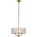Endon 106243 - Lestenec na verigi CLIFTON 3xE14/6W/230V, Ø 38,5 cm, mesing/prozorno steklo