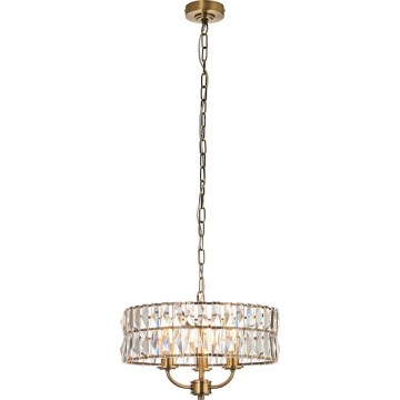 Endon 106243 - Lestenec na verigi CLIFTON 3xE14/6W/230V, Ø 38,5 cm, mesing/prozorno steklo