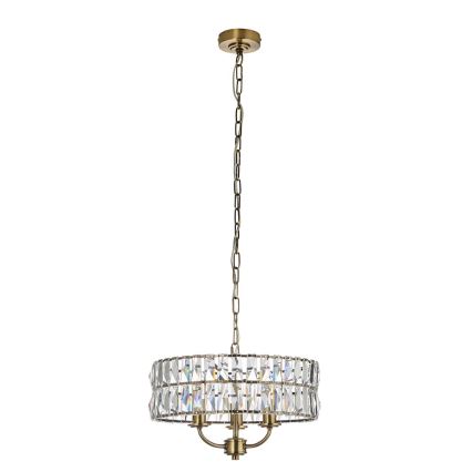 Endon 106243 - Lestenec na verigi CLIFTON 3xE14/6W/230V, Ø 38,5 cm, mesing/prozorno steklo