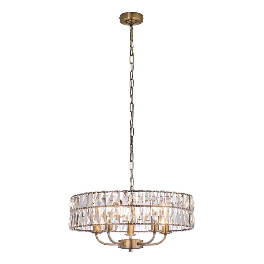 Endon 106244 - Lestenec na verigi CLIFTON 5xE14/6W/230V medenina/prosojno