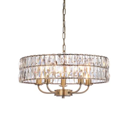 Endon 106244 - Lestenec na verigi CLIFTON 5xE14/6W/230V medenina/prosojno