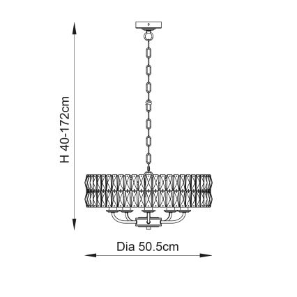 Endon 106244 - Lestenec na verigi CLIFTON 5xE14/6W/230V medenina/prosojno