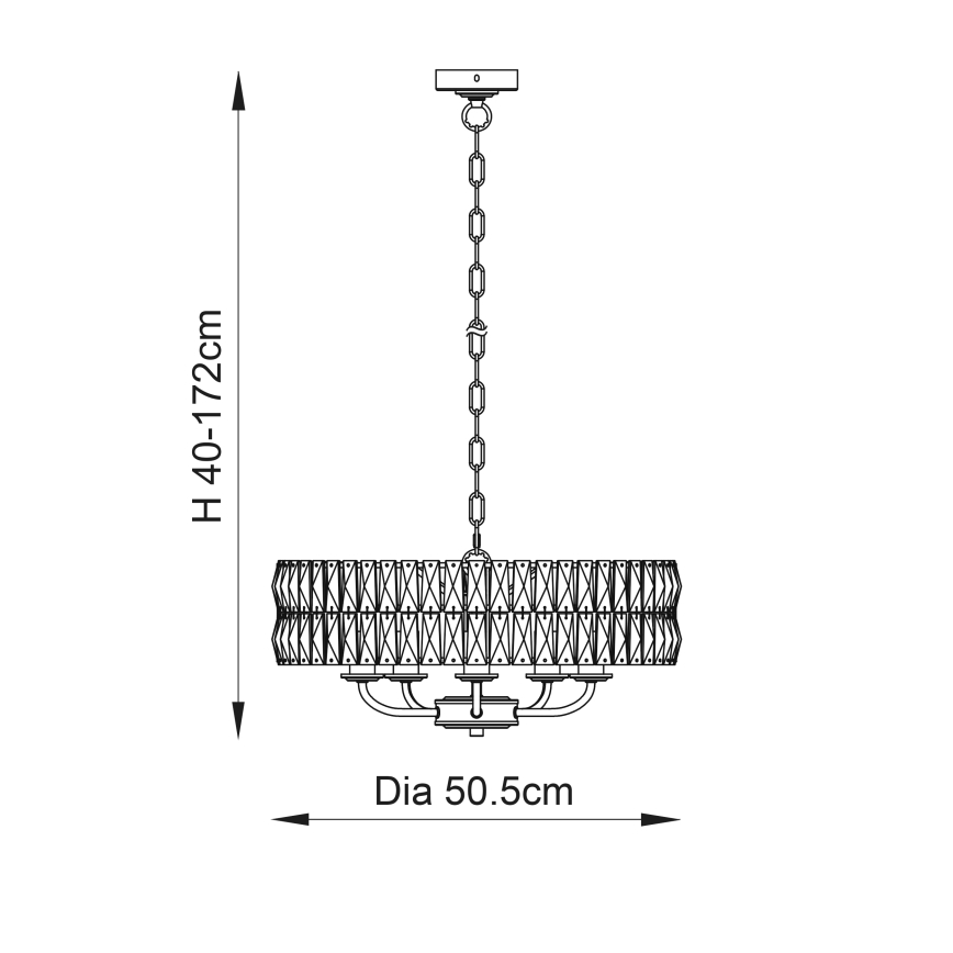 Endon 106244 - Lestenec na verigi CLIFTON 5xE14/6W/230V medenina/prosojno
